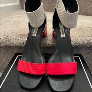 Karl Lagerfeld Black, Neon Pink and Cream Heels